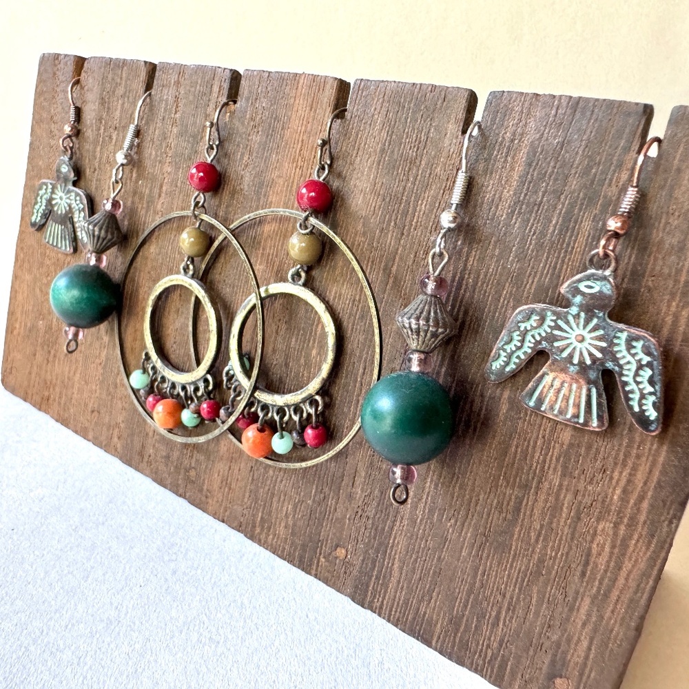 Boho Charm Earrings, 3 pairs